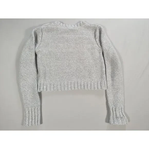 Cherokee Girls Cable Knit Crop Sweater Oatmeal Heather Size M 7/8 Cozy - Picture 9 of 9